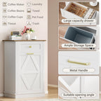 YESHOMY Tilt Out Trash Can Cabinet, 10 Gallon Garbge Can Cabinets, Wooden Hidden Laundry Hamper with Drawer, for Kitchen, Dining Room, Living Room (White)