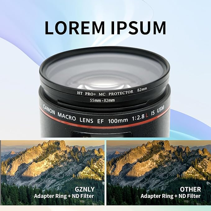 55-82mm Step-Up Ring Adapter, 55mm to 82mm Step Up Filter Ring for 55mm Lens Mount 82mm for DSLR Lenses and ND UV CPL IR Filters （55-82mm）