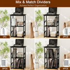 LOAKEKEL Record Player Stand, Large Vinyl Record Storage Up to 200 Albums | 3 Tier End Table with Removable Dividers, Turntable Stand for Player, Tall Side Table for Living Room, Bedroom, Black