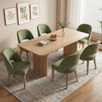 Wooden Dining Chairs Set of 2, Upholstered Modern Chenille Dining Room Chair Kitchen Chairs, Comfy Farmhouse Dinner Chair for Kitchen Dining Room, Green