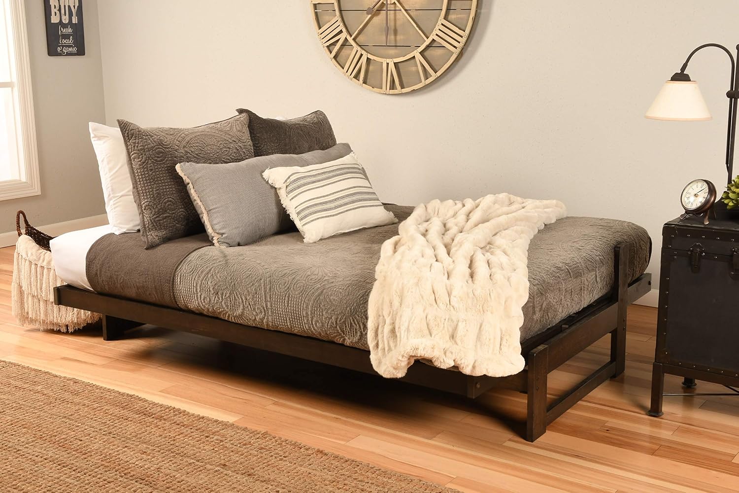 Kodiak Furniture Aspen Futon Set with Reclaim Mocha Finish, Suede Black