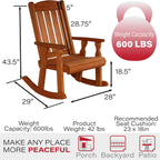 Amish Heavy Duty Mission Pressure Treated Outdoor Rocking Chair (Cedar Stain) - 600 Lb. Weight Capacity Porch Rocker