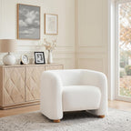 Mofolit 40" Barrel Chairs Oversized Modern Accent Chair Crate and Barrel Furniture for Living Room Bedroom Apartment .(Cream)