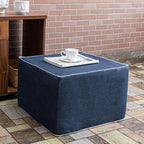20x14 In Outdoor Square Ottoman – Lightweight Patio Ottoman Footrest with High-Density Foam Filler Perfect as Waterproof Footstool or Extra Seating for Decks, Gardens, or Poolside (Navy Blue)