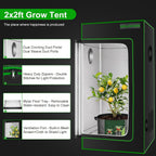 MELONFARM 2x2 Grow Tent, 24"x24"x36'' High Reflective 600D Diamond Mylar Canvas with Observation Window and Floor Tray for Hydroponic Indoor Plant Growing