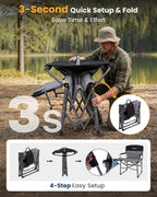 KingCamp Oversized Camping Directors Chair for Big & Tall Heavy Duty 440lbs | Folding Chair with Side Table, Padded Camp Chair Wide Seat，Anti-Sag Fabric, 50% flat fold for Outdoor Sport Lawn Fishing RV