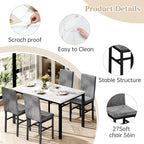 Hooseng Kitchen Table Set 5 Piece Dining Room Table Set Marble Dining Table 4 Chair Dining Table Set for Kitchen Living Room Breakfast Small Spaces (Grey)