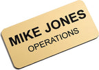 Custom Engraved Name Tag Badges – Personalized Identification with Pin or Magnetic Backing, 1.5 Inches x 3 Inches, European Gold/Black