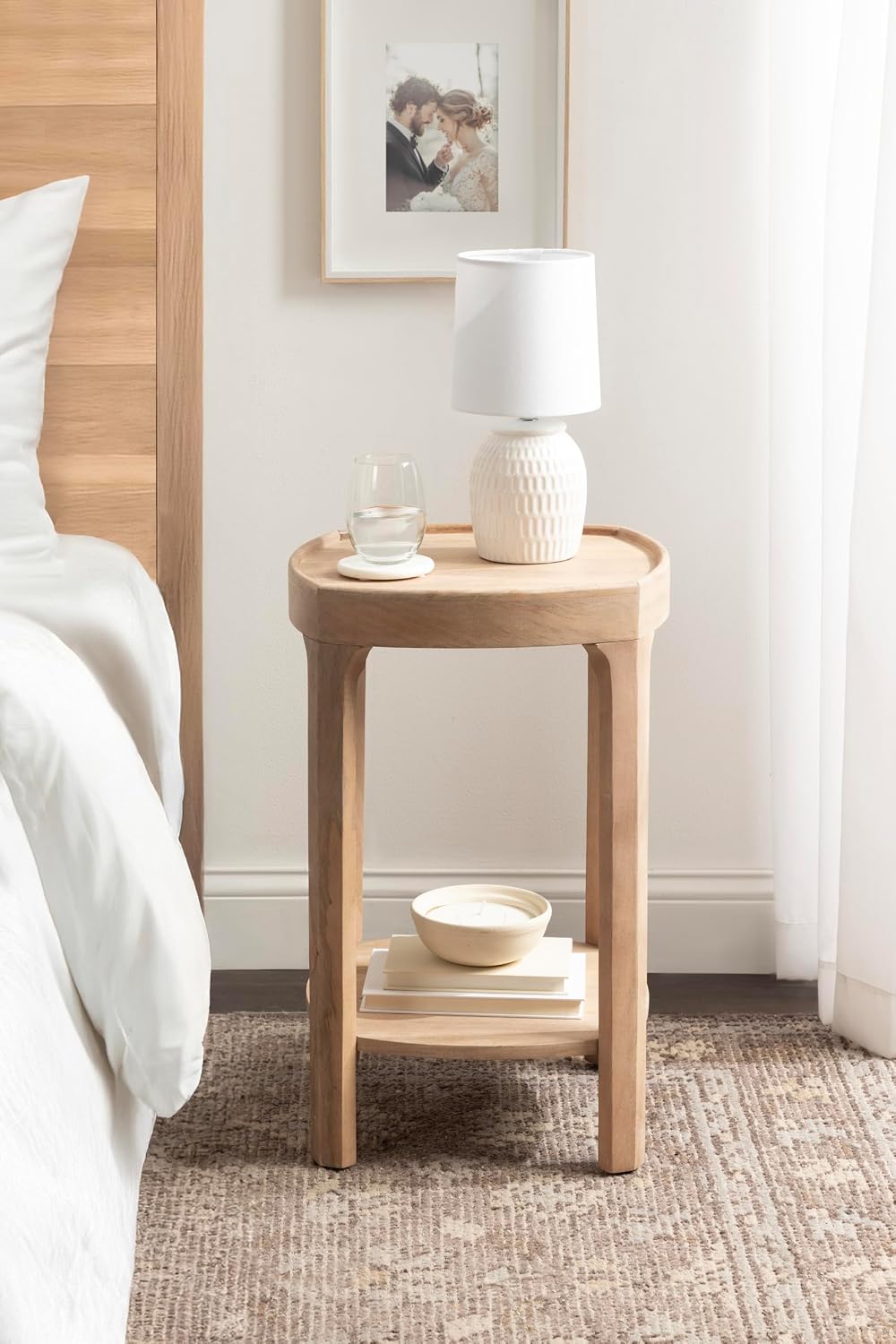 Kate and Laurel Tierney Modern Square Wood Side Table, 16 x 16 x 24, Light Natural, Transitional Decorative Two-Tier End Table for Use as a Bedroom Nightstand or Living Room Plant Stand