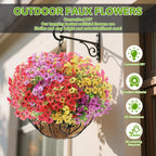 Artificial Flowers Fake Plants for Outdoors Summer Decoration, 13 Bundles Silk Realistic UV Resistant Faux Flowers for Outside Planter Porch Yard Patio Garden Home Indoor, Mix