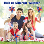 IiILittle 12 Pack Patriotic Pinwheels, No Assembly Required, American Flag Pinwheels, Wind Spinners for Yard for 4th of July Decor, Memorial Day Decor, Patriotic Outdoor Decor