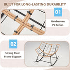 Outdoor Rocking Chair with Thick Cushion, Comfy Rattan Rocker Egg Chair Indoor with Straps, Patio Rocking Chair 450lbs for Garden, Balcony, Lawn, Backyard, Living Room, Bedroom