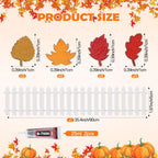 Thyle Thanksgiving DIY Mini Fairy Garden Fence Fall Wood Picket Crafts with 35 Inches Wood Picket Fence 100 Wooden Leaves and Glue for Autumn Centerpieces Thanksgiving Activity(White)