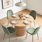 Dining Table Set for 4, Mid Century Modern 47 Inch Wooden Round Dining Table Set, Space Saving (Table + 4 Green Chairs)