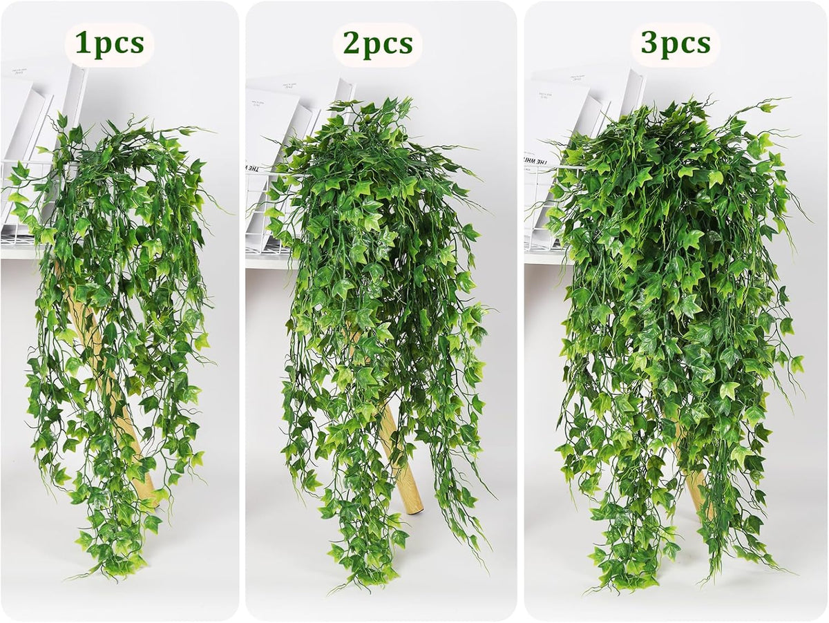 RECUTMS Artificial Plant Faux Plant Ivy Greenery Fake Hanging Plants Faux Greenery Plant Fake Ivy Leaf UV Resistant for Indoor Home Decor Outdoor Garden Yard Porch Wall Decoration 3 Packs（Green）