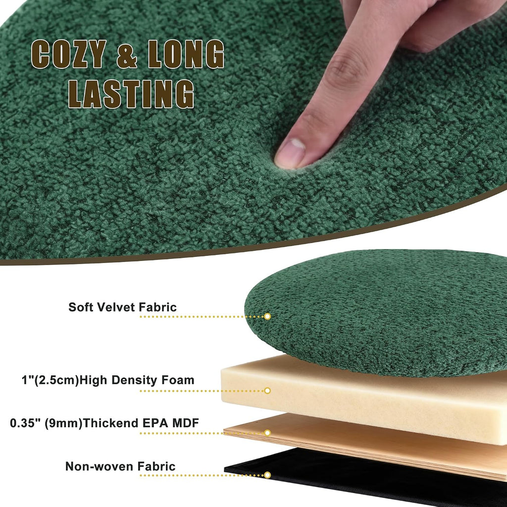 Round Ottoman with Storage,Soft Velvet Vanity Stool,Ottoman Coffee Table with Metal Legs,Foot Stool for Living Room Bedroom, Green