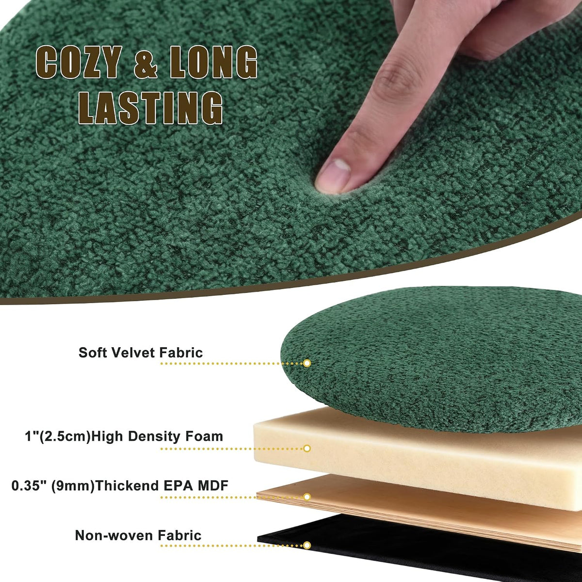 Round Ottoman with Storage,Soft Velvet Vanity Stool,Ottoman Coffee Table with Metal Legs,Foot Stool for Living Room Bedroom, Green