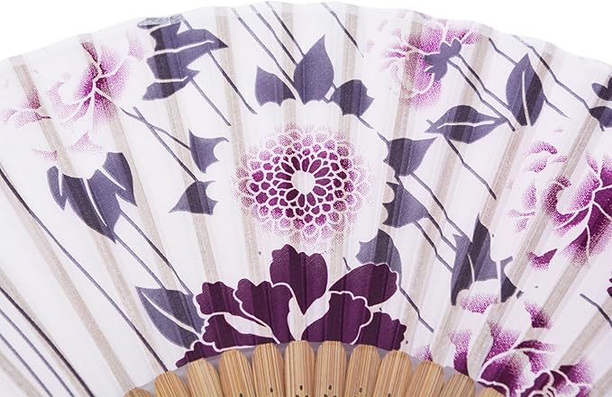 Amajiji 8.27"(21cm) Hand Held Bamboo Silk Folding Fan Hand Fan,Chinese/Japanese Charming Elegant Vintage Retro Style,Women Ladys Girls Best Gifts (LXHS1)