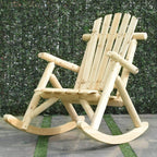 Casart Log Rocking Chair Wood Porch Rocker Lounge Patio Deck Balcony Furniture Rustic Single Rocker Natural
