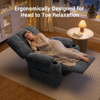 AMADA HOMEFURNISHING Power Recliner Chair for Adults, One-Touch Synchronized Electric Recliner with USB Ports, Cup Holder & Side Pockets, Thick Seat Cushion, Chenille, Living Room & Bedroom