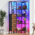 AFLUI 5-Tier Corner Bookshelf with LED Light Strips, 4 Fabric Drawers