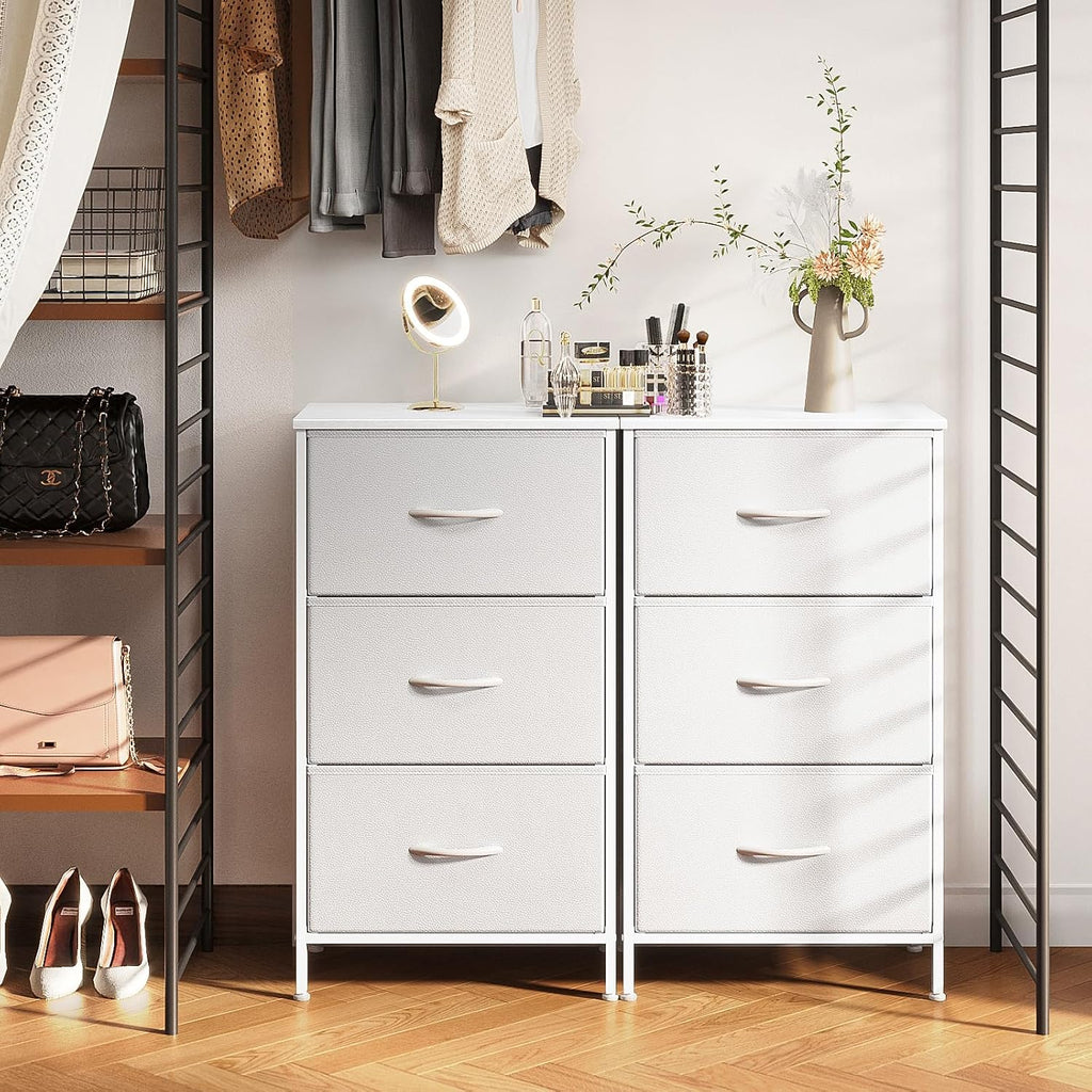 AODK Small Dresser for Bedroom Nightstand with 3 Storage Drawers, White | Chest of Drawers End Table for Living Room, Closet Dresser with 3 Storage Drawers Organizer Clothes
