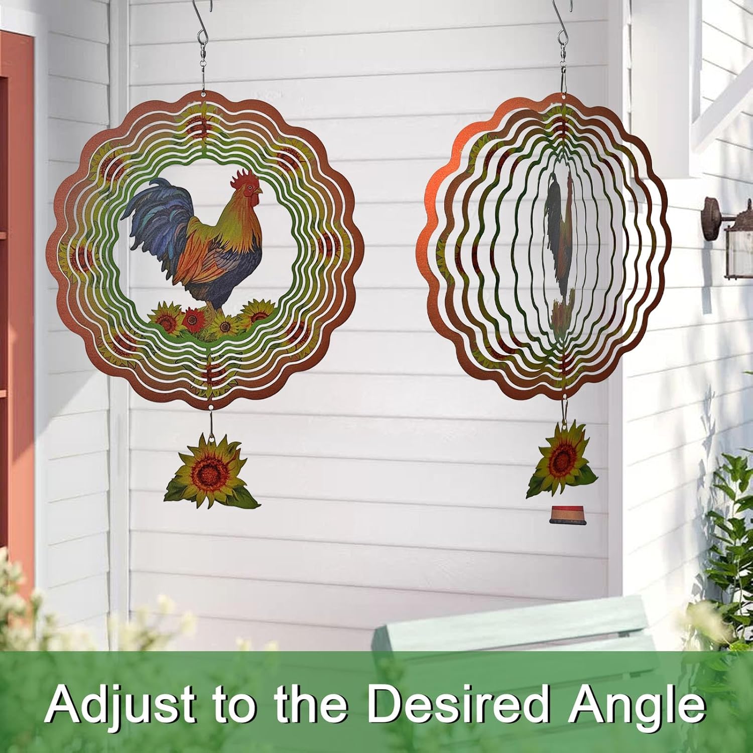 Rooster Wind Spinner,Metal Wind Spinners for Outdoor,3D Double Sided Hanging Chicken Decor for Indoor,Outdoor,Unique Gifts for Women