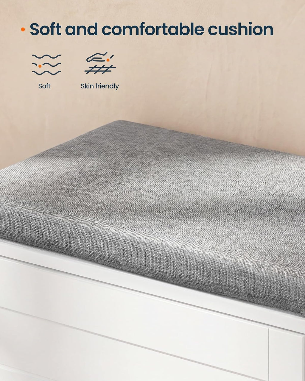 SONGMICS HOME 3-Tier Entryway Bench, Shoe Bench with Padded Seat, for Hallway, Bedroom, 14.2 x 40 x 20.9 Inches, White and Gray