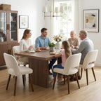 Usaint Wooden Dining Chairs Set of 4, 19.3" Modern Fabric Upholstered Dining Room Chair with Ergonomic Curved Backrest for Kitchen Dining Room and Restaurant, Beige