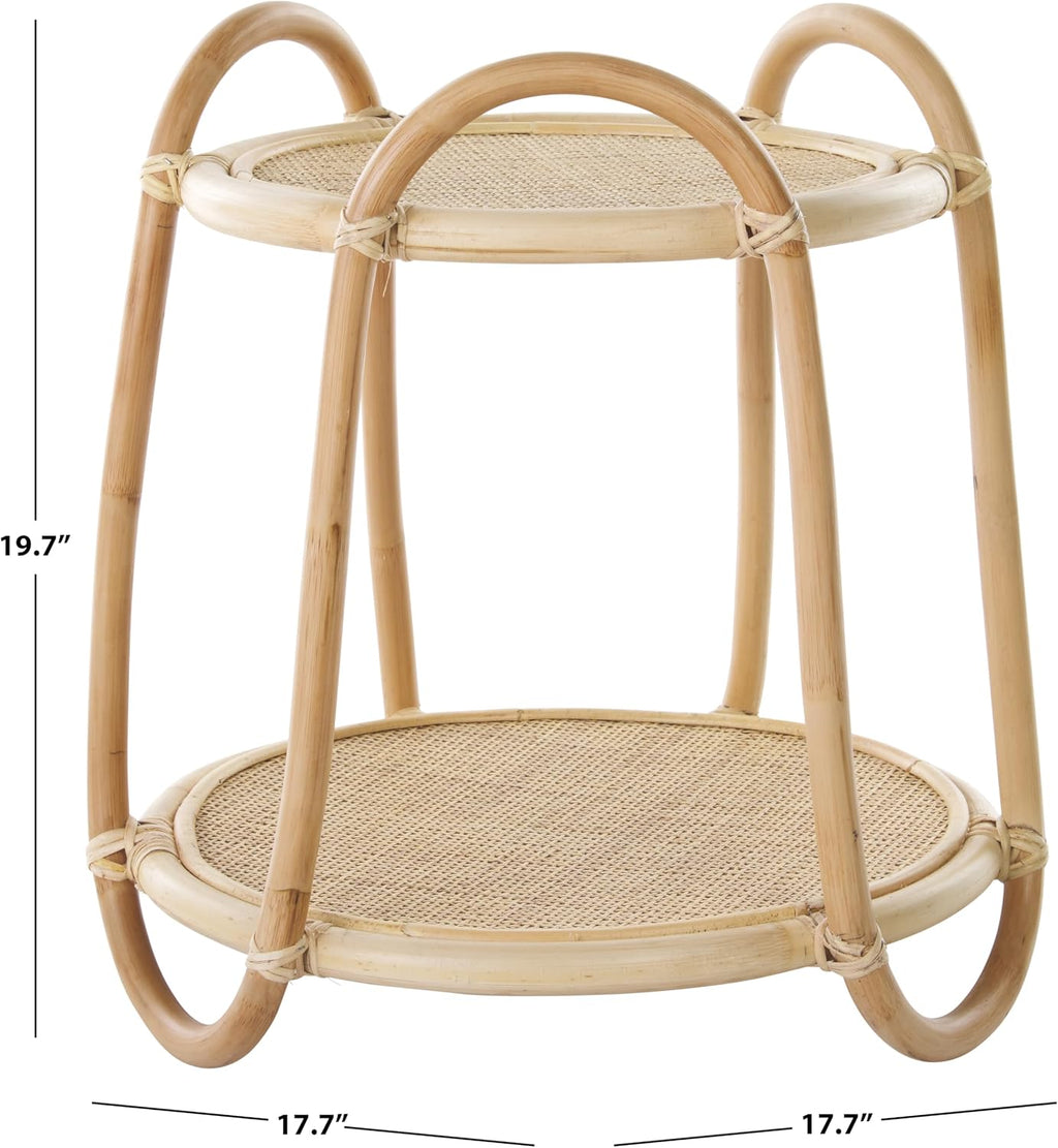 SAFAVIEH Home Collection Althea Boho Tropical Natural Rattan 2-Tier Accent Table (Fully Assembled)