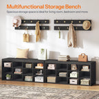 HOOBRO Shoe Storage Bench with Cushion, 39.4" L Entryway Bench with 12 Cubbies, Entryway Hall Tree with Storage, Cubby Shoe Rack Bench with Coat Rack for Hallway, Holds up to 330 lb, Black BB112HX01