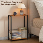 Homleke Narrow Side Table with Magazine Holder, Skinny End Table Perfect for Small Spaces, Space-Saving Design for Living Room, Bedroom, or Office, 7.1" D x 16.9" W x 23.6" H, Rustic Walnut
