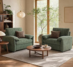 Oversized Accent Chair for Living Room, Wide Chenille Reading Chair | Comfy Padded Arms Deep Seat Springs Cushion Single Sofa Chair for Bedroom Apartment Green