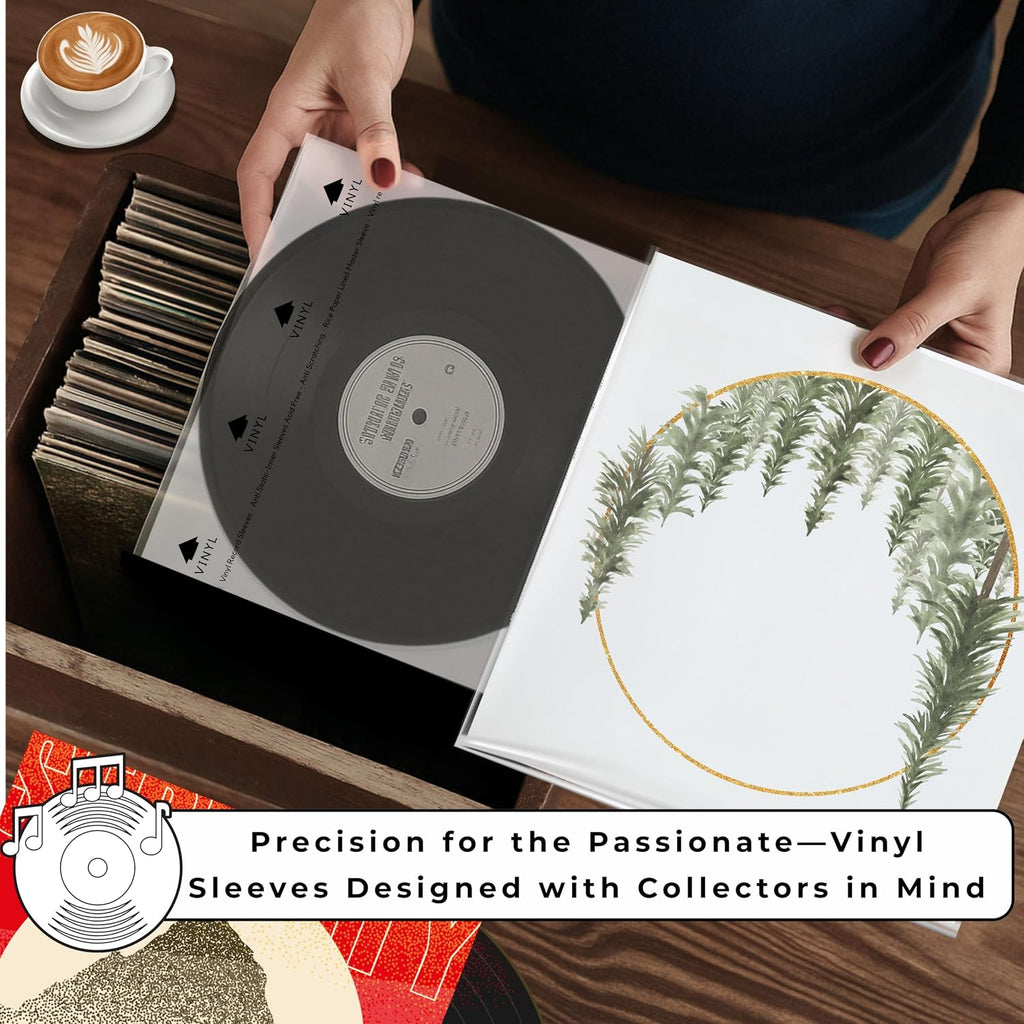 50 Pieces 12.08" x 12.08" Record Inner Sleeves Acid Free, 3.5 Mil Thick Rice Paper Lined Master Sleeve, Your Favorite Vinyl Protector Brand