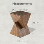 COZAYH Modern Geometric Wood Grain End Table, Fully Assembled, Brown | Farmhouse Structural Design Side Table with Sculptural Pedestal Base for Living Room, Bedroom, Office