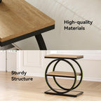 LITTLE TREE 3-Tier End Table, Side Table with Storage Shelves, Small Sofa Side Table for Living Room, Wooden Side End Table with Double Round Metal Legs, Slim Nightstand and Bedside Table, Oak