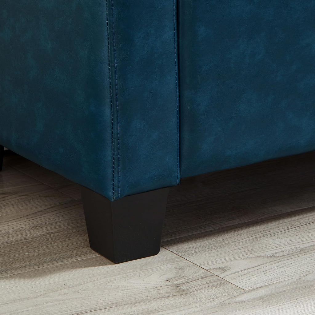 Storage Bench for Bedroom – Upholstered Tufted Ottoman Bench with Legs, 48" Faux Leather Ottoman with Storage with Safety Hinge, End of Bed Benchs for Bedroom Living Room Entryway