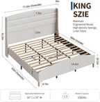 King Size Bed Frame,Upholstered Platform Bed,Wingback Headboard