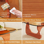 Coffee Tables Glass Small Farmhouse Coffee Table Mid-Century Modern Wood Center Table for Living Room, Walnut Brown, 32 Inch