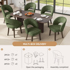Dining Chairs Set of 4, Mid Century Modern Dining Chairs with Solid Wood Legs, Curved Back Kitchen Chair Farmhouse Side Upholstered Chairs for Kitchen Dining Room, Green