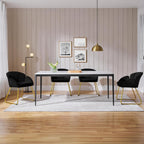 Yaheetech Upholstered Petal Dining Chair, Modern Velvet Bucket Dining Chair with Curved Back and Gold Metal Legs for Dining Room/Kitchen, Black