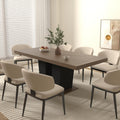 78.74" Extendable Dining Room Table for 4-10 People,Wooden Transformer Kitchen Dining Table with Black Double Sturdy Pedestal Base,Modern Expandable Large Table,Beige+Brown
