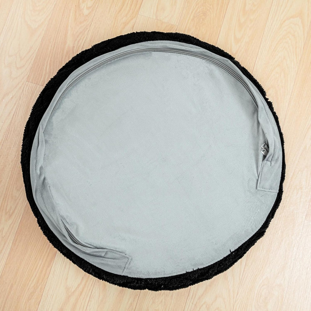 Round Ottoman Pouf,Foot Stools Ottoman,Foot Rest,Black,20x20x14In | All-in-One Foam Pouf,Ottoman Coffee Table,Couch Footrest,Footrest for Chair,Remov. Cover,Perfect for Living Room,Bedroom Dorm