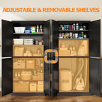 Wanfu 71" Tall Pantry Cabinet, Metal Kitchen Pantry Cabinet with 4 Doors and 4 Adjustable Shelves, Kitchen Pantry Storage Cabinets, Metal Storage Cabinet for Kitchen, Dining Room, Living Room-Black