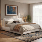 DNYN California King Size Boucle Platform Bed with 2 Removable Pillows for Bedroom Guest Room, Upholstered Cloud Bed Frame with Thick Headboard, Wooden Slats Support/No Box Spring Needed/Easy Assemble