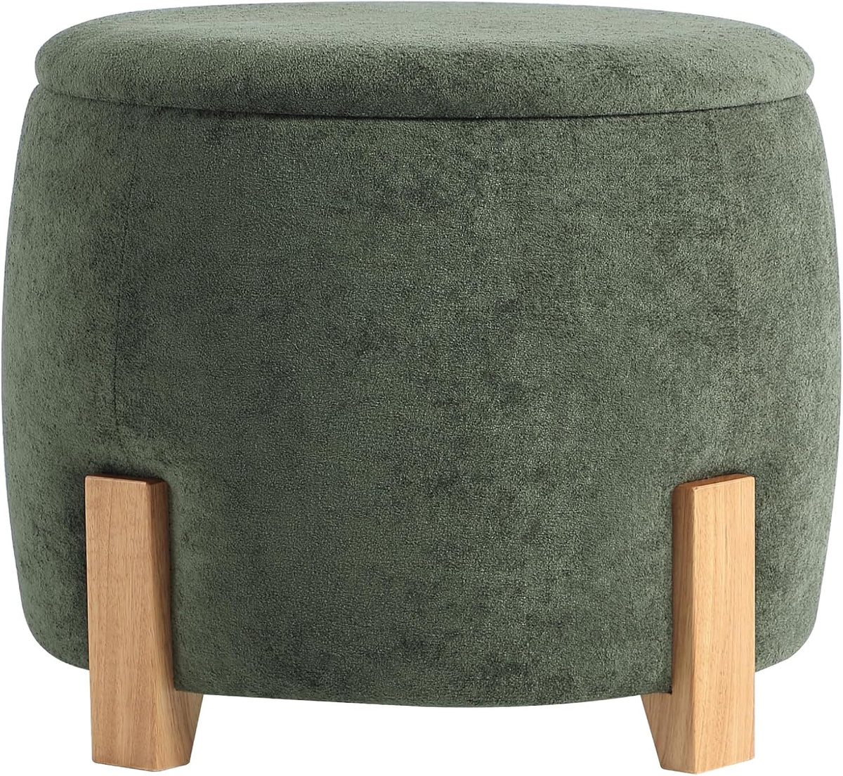 Get Set Style 22 inch Round Ottoman with Wooden Legs, Storage Vanity Stool for Makeup, Upholstered Footrest Stool,Coffee Table for Living Room, Bedroom
