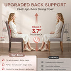 Upholstered Dining Chair Modern Stylish Kitchen Diner Fabric Set of 4 | Fabric Silver Nailhead Trim & Wood Legs, High Back, Living Room Restaurant Farmhouse Cafe, Mid Century Accent