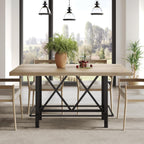 LITTLE TREE 63-Inch Industrial Bar Table with Metal Footrest, Counter Height Pub Table for Kitchen, Home Bar & Entertaining (Rustic Gray)