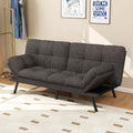 Vipbear 71" Futon Sofa Bed - Convertible Sofa Beds/Adjustable Backrest & Armrest,Detachable Cushion, Loveseat Sleeper for Small Spaces, Apartments & Offices, Grey Futons