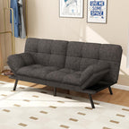Vipbear 71" Futon Sofa Bed - Convertible Sofa Beds/Adjustable Backrest & Armrest,Detachable Cushion, Loveseat Sleeper for Small Spaces, Apartments & Offices, Grey Futons
